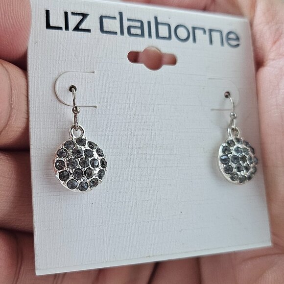 Liz Claiborne Ladies Earrings Crystals Accent Silver Tone Liz Shop Luna Jeweley - Picture 3 of 12